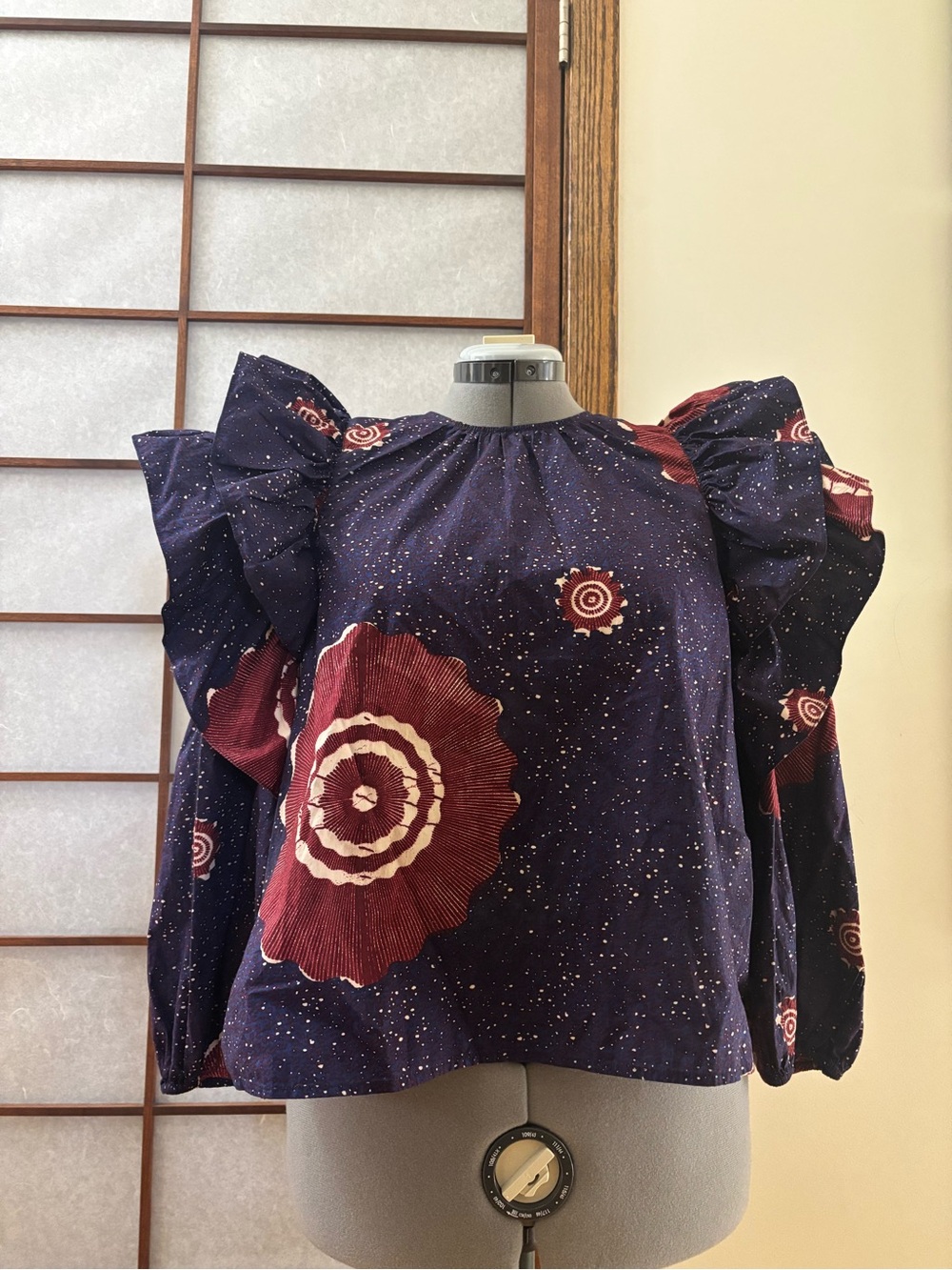 EUC Bombastic Ulla Johnson Purple and Maroon Floral Puff-Sleeve Blouse US 8
